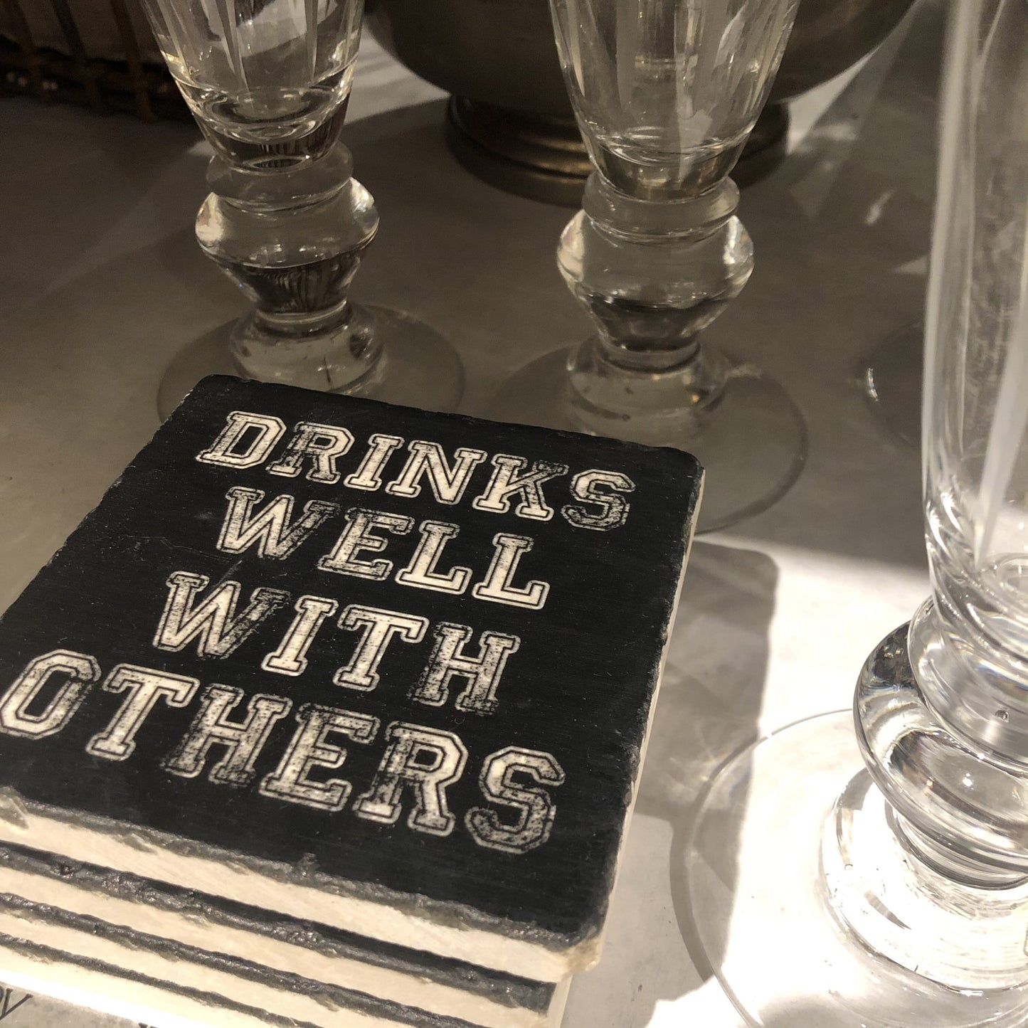 Drinks Well with Others Marble Coaster