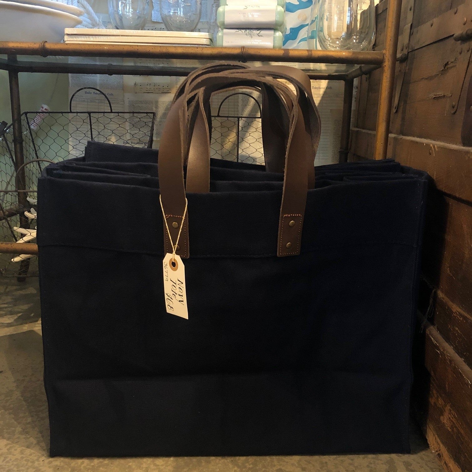 Navy canvas bag best sale