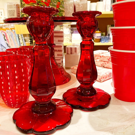 Red Glass Candlestick