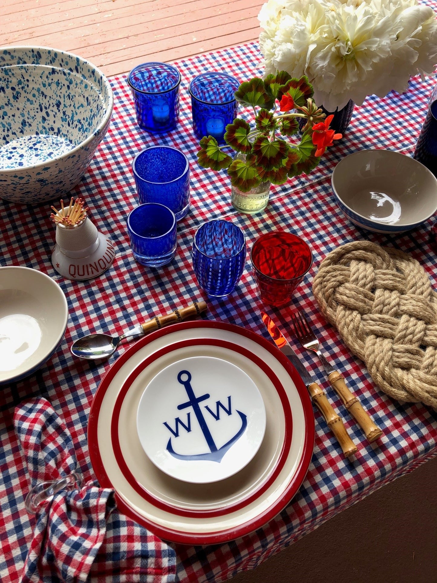 Red, White and Blue Gingham Napkin Set