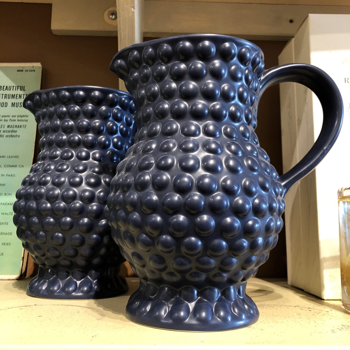 Navy Hobnail Pitcher