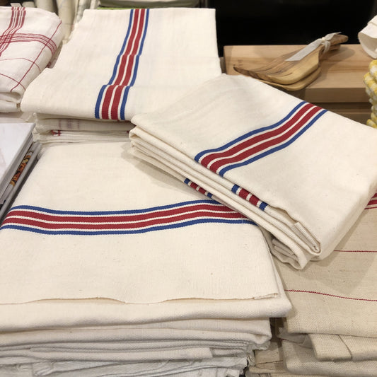 Piano Red, White, Blue Stripe Tea Towel