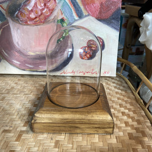 Vintage Glass Cloche with Wood Base